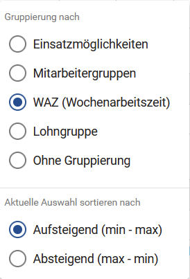 Dienstplanung: Mitarbeiter gruppieren